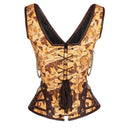 Alta calidad 12 acero hueso remache cadena gótico Steampunk corsé mujer chaleco superior cintura Control cuero Sexy corsés y Bustiers