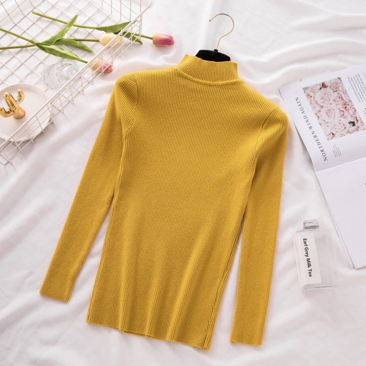 New Turtleneck Knitted Sweater Female Casual Pullover Women Autumn Winter Tops Korean Sweaters Fashion 2020 Women Sweater Jumper