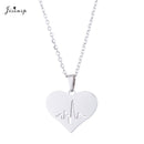 Jisensp Ecg Heartbeat Necklace Love Heart Necklaces Pendants for Women Gold Stainless Steel Jewelry Earrings Doctor Accessories