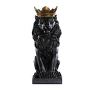Modern Resin Animal Statue Golden Crown Black Lion Figurine for Home Decoration Accessories for Living Room Desk Home Decor
