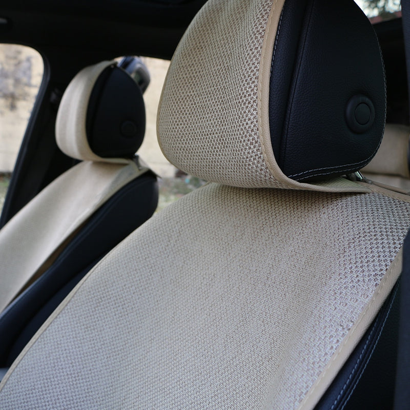 Fundas de asiento delantero de coche de diseño delgado/Funda de cojín de asiento de lino Universal, protección, accesorios interiores para asiento de coche