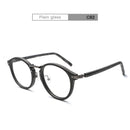 HDCRAFTER Prescription Eyeglasses Frames For Men and Women Retro Round Wood Grain Optical Glasses Frame with Clear Lens