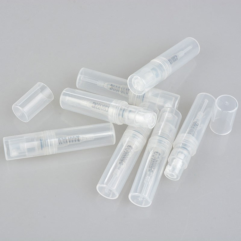 100pcs/lot 2ml 3ml 4ml 5ml Small Round Plastic Containers Perfume Bottles Atomizer Empty Cosmetic Containers For Sample
