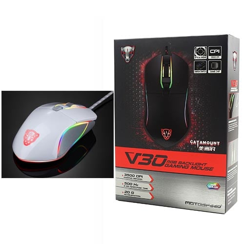 Motospeed V30 USB-Gaming-Maus mit 6 Tasten, optische Hintergrundbeleuchtung, USB-Maus, 3500 DPI, für PC, Laptop, Desktop-Computerspiel