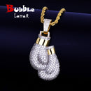 Boxing Gloves Pendant Necklace & Pendant Gold Color Iced Cubic Zircon Men's Hip Hop Jewelry