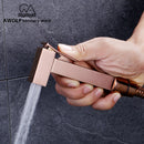 Solid Brass Rose Gold Hand Held Bidet Sprayer Square Toilet Shattaf Dual Single Copper Valve Douche Kit Shower Head AP2180