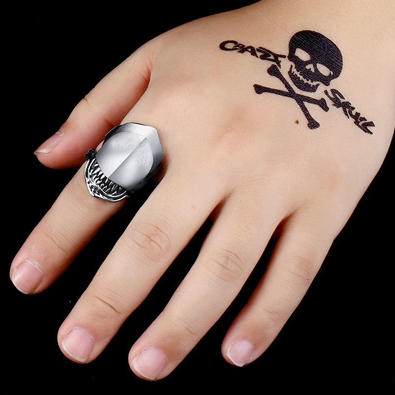 BEIER Movie Stainless steel Alien battle Predator Shark Animal  ring Men Fashion party gifts for guests souvenirs 2018 BR8-565