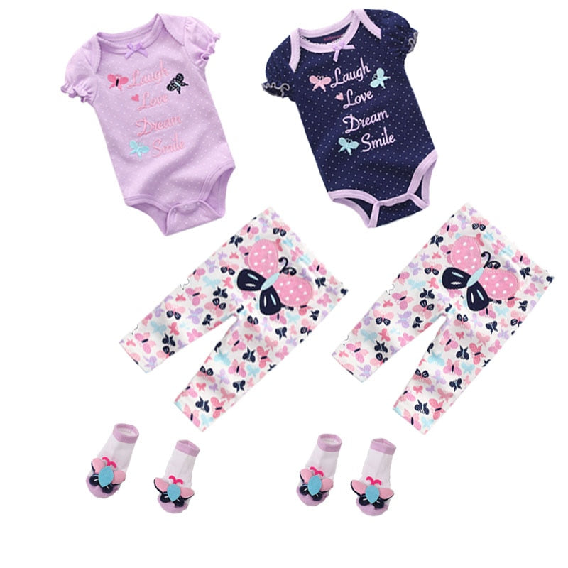 Summer toddler Baby Girls Bodysuits Sets Short Sleeve Clothing And Pants 12M Baby Jumpsuit roupas de bebe Baby Boys Clothes