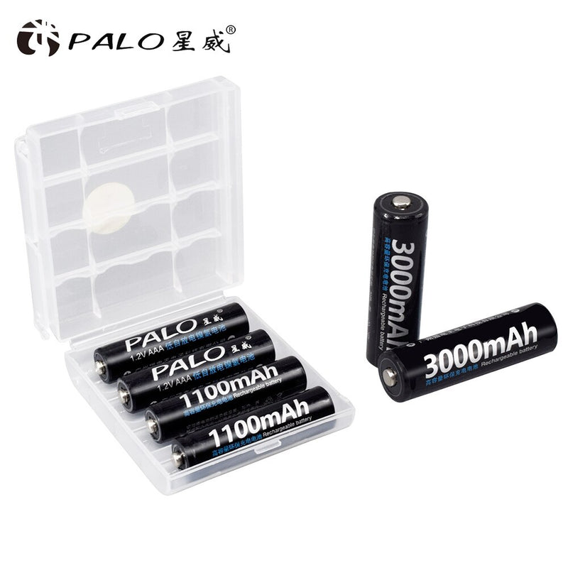 PALO 4 Uds 3000mAh 1,2 V pilas recargables AA + 4 Uds 1100mAh 1,2 V AAA batería NI-MH AA AAA batería recargable para cámara de juguete