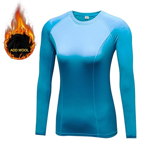 Yuerlian 15% Spandex agregar lana mujer Fitness medias camiseta blusa de entrenamiento deporte correr ropa deportiva manga larga gimnasio Yoga camisa