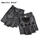 Guantes de medio dedo de cuero genuino para hombre, guantes de piel de oveja para conducir transpirables de verano para hombre, guantes antideslizantes para Fitness JT9006