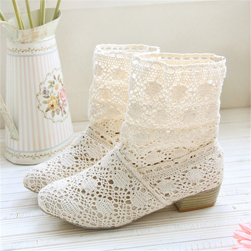 Crochet summer boots boots 2019 new shoes lace hollow crochet boots XL hollow fashion women&