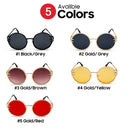 VIVIBEE Retro Skull Claw Round Sunglasses for Women Fishion 2022 Trending Product Gothic Sun Glasses Gold Metal Frame Shades