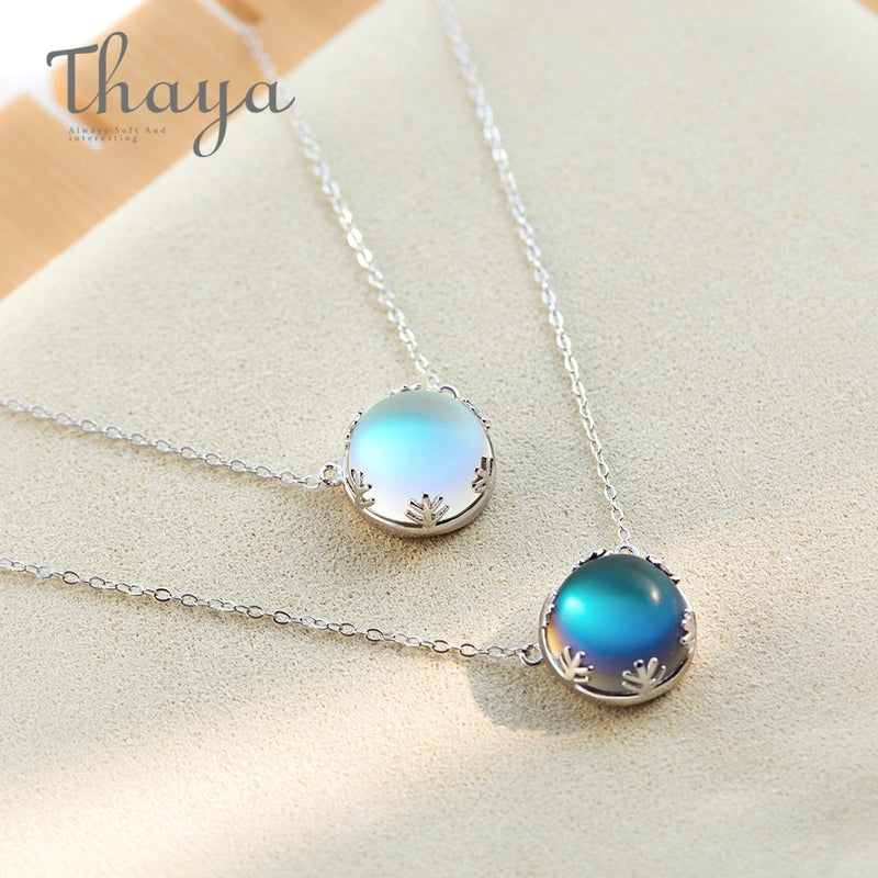 Thaya 55cm Aurora Pendant Necklace Halo Crystal Gemstone s925 Silver Scale Light Necklace for Women Elegant Jewelry Gift