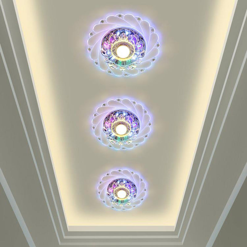 Moderne LED-Kristall-Deckenleuchte, kreisförmige Mini-Deckenleuchte, Luminarias, Rotunde, Licht für Wohnzimmer, Gang, Korridor, Küche