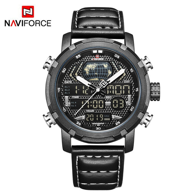 NAVIFORCE Mens Watches To Luxury Brand Men Leather Sports Watches Men's Quartz LED Digital Clock Waterproof Military Wrist Watch