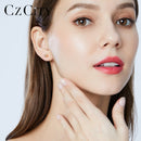 CZCITY Luxury Brand Charm Authentic Pure 18k Yellow Gold Round Bead Ball Stud Earrings For Women Daily Wear Gold Earring Jewelry