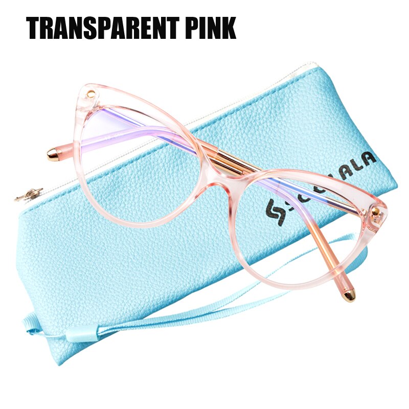 SOOLALA Anti Blue Ray Glasses Computer Glasses TR90 Cat Eye Blue Light Blocking Women Semi-Rimless Anti Fatigue Goggles Glasses