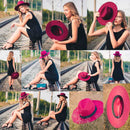 WELROG, sombreros Fedora negros y rojos para mujer, sombreros de fieltro de lana de imitación, sombrero de fieltro de Panamá, sombreros de invierno para hombre, sombreros de Jazz, sombrero Trilby para mujer