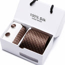 Gift box Packing  Brand Luxury Necktie Pocket Square Wedding Mens Neck TIes Silk Tie Set  Cufflinks Handkerchief