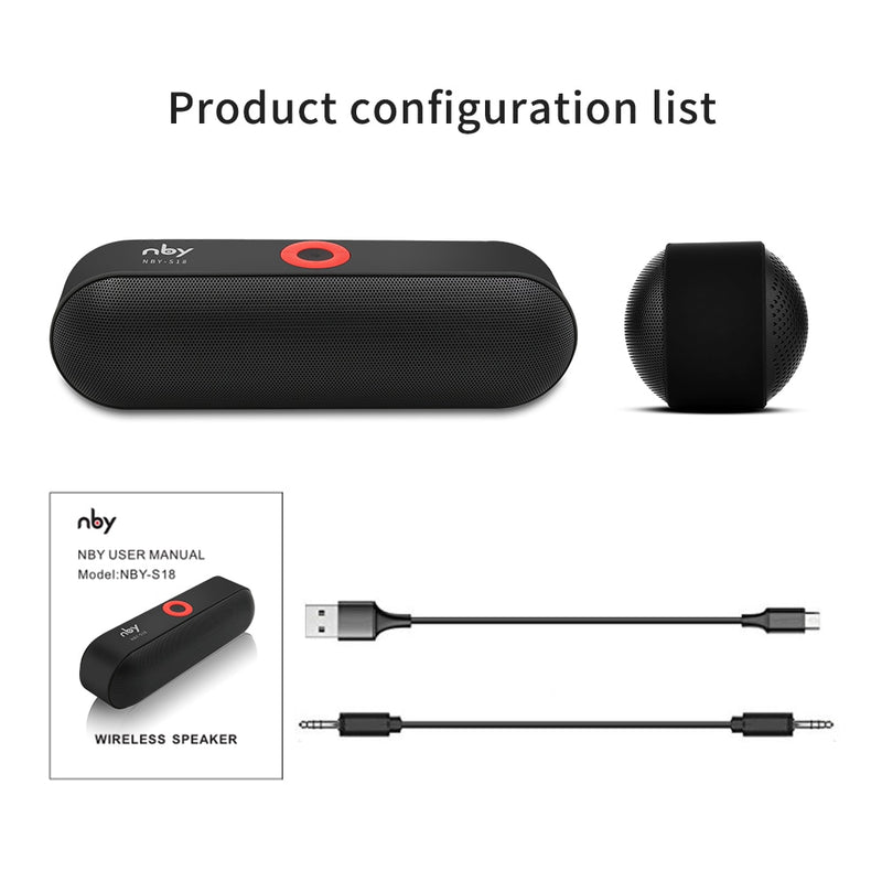Altavoz Bluetooth portátil NBY S18 con altavoz de doble controlador, 12 horas de reproducción, altavoces inalámbricos Subwoofer de Audio HD con micrófono