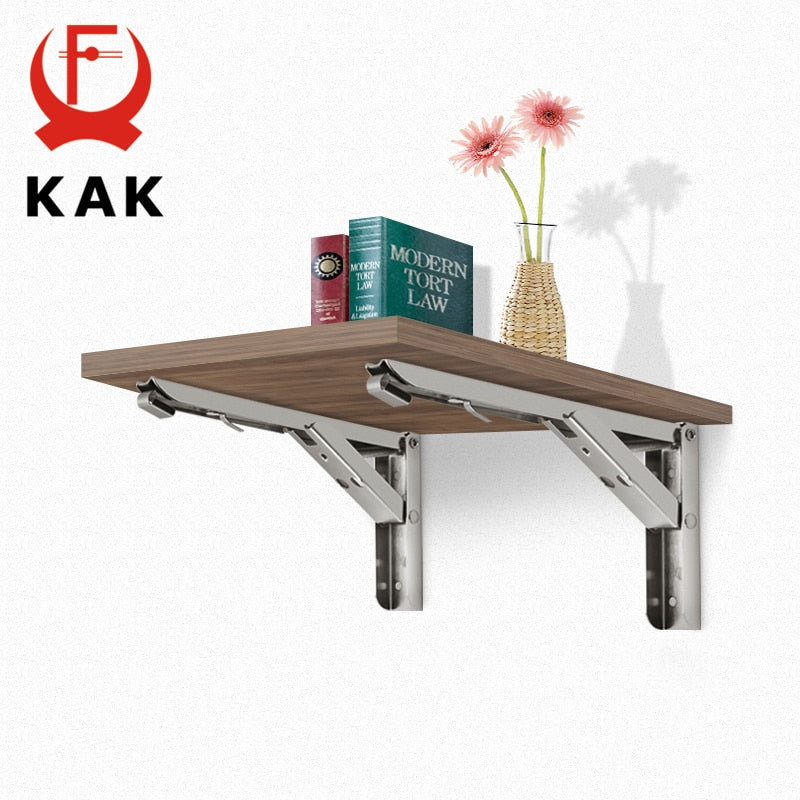 KAK, 2 uds., soporte triangular plegable, soporte de estante de acero inoxidable, soporte de estante ajustable, soporte de estante de mesa de banco montado en la pared, Hardware