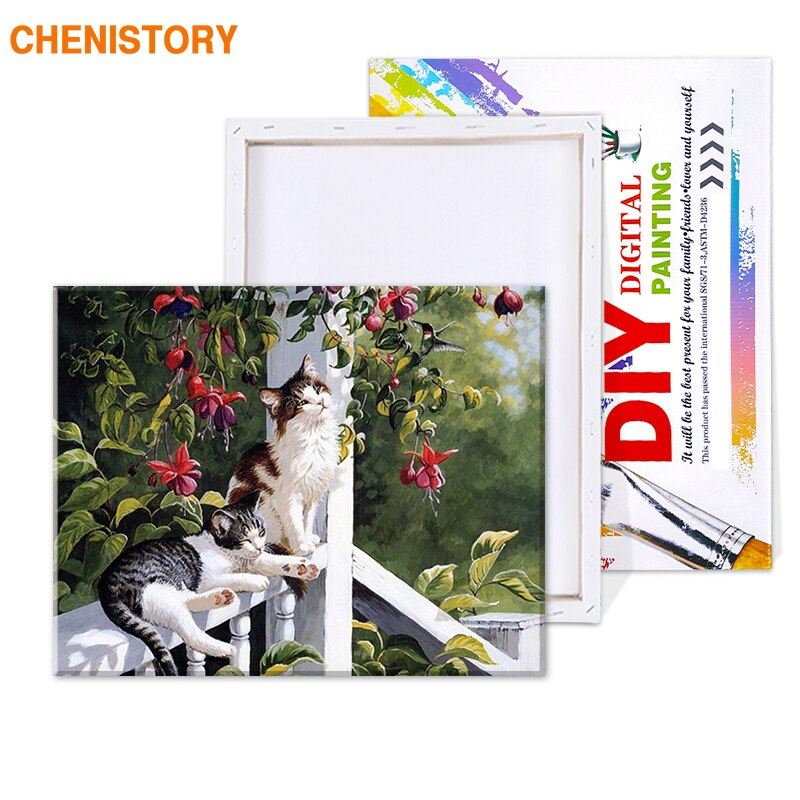 CHENISTORY Frameless Cat Animals DIY Painting By Numbers Kits Unique Gift Picture By Numbers For Home Decor 40x50cm Wall Artwork