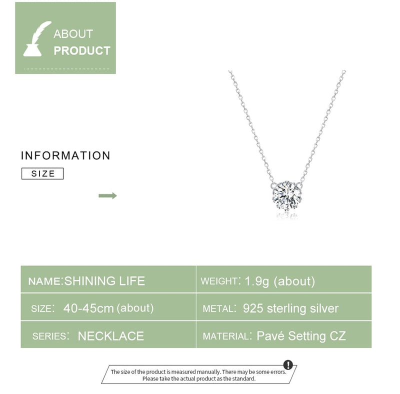 bamoer Simple Minimalist Short Necklace for Women 925 Sterling Silver Clear Cubic Zircon Chain Necklaces Wedding Jewelry BSN085