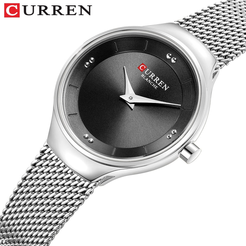 Elegant Women Watches CURREN Fashion Quartz Stainless Steel Mesh Watch Female Simple Wristwatch for Ladies Clock reloj mujer