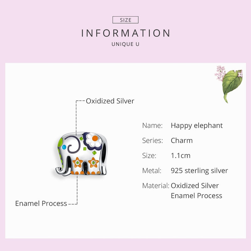 bamoer Thailand Elephant Silver 925 Jewelry Charm for Women Colorful Enamel Animal Guardian Beads fit Charms Bracelets BSC095