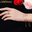CWWZircons Simple Fashion Brand Ladies Jewelry Rose Gold Color Bar Cubic Zirconia Ring and Bracelet Sets for Women T332