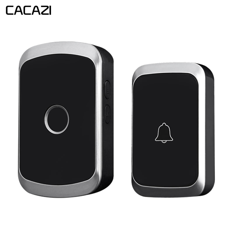 CACAZI Wireless Waterproof Doorbell 300M Remote US EU UK Plug LED Flash Home Cordless Door Bell Chime 1 2 Button 1 2 Receiver