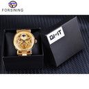 Forsining Automatic Mechanical Business Watch Mens Clock Golden Moon Phase Steel Strap Wrist Watches Top Brand Relogio Masculino