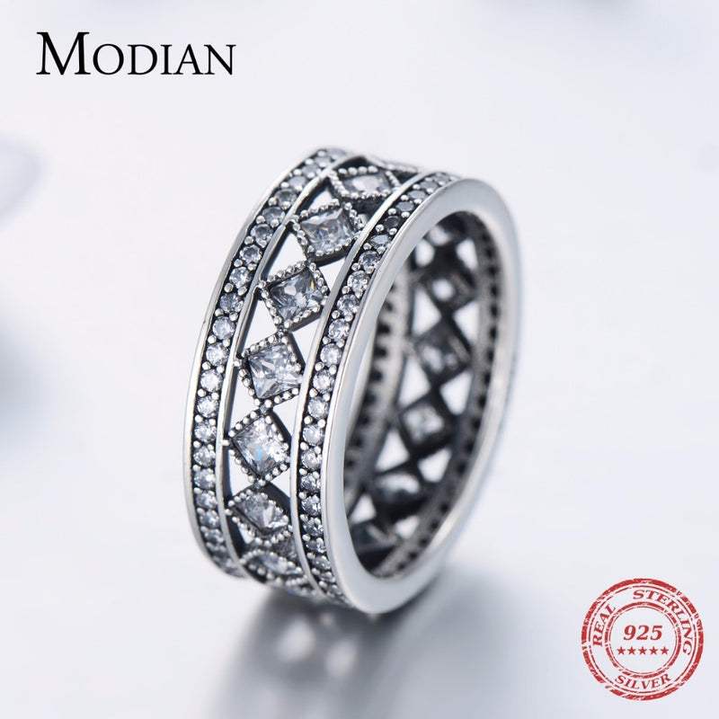 Modian New Style Classic Real 925 Sterling silver Square Ring Fashion Wedding Luxury jewelry Sparkling CZ Women Valentine&