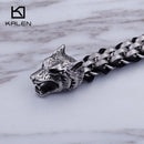 KALEN Punk Animal Wolf Charm Bracelets Hombres Acero inoxidable Pulseira Masculina Leather Wristband Boho Jewelry