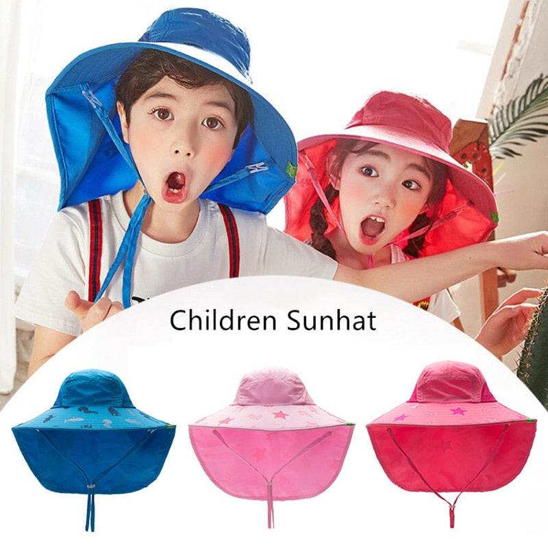 Kocotree 1–18 Jahre alter Junge Mädchen Sonnenhut Outdoor Sun Beach Hats Kinder Kinder Hals Ohr Abdeckung Anti UV Schutz Badekappe