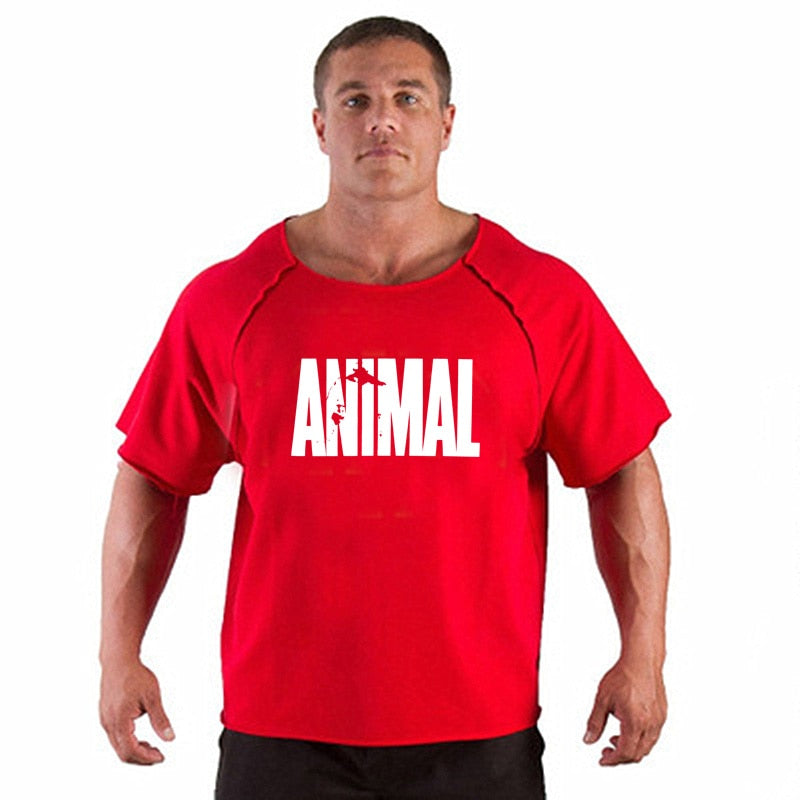 ANIMAL New Men Short Sleeve Cotton t-shirt Summer Casual Fashion Gym Fitness Bodybuilding T shirt Male Loose Tees Tops Clothing