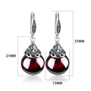 JIASHUNTAI Retro 100% Plata de Ley 925 pendientes de gota de granate redondo para mujer piedra preciosa roja Natural rubí joyería fina mejores regalos