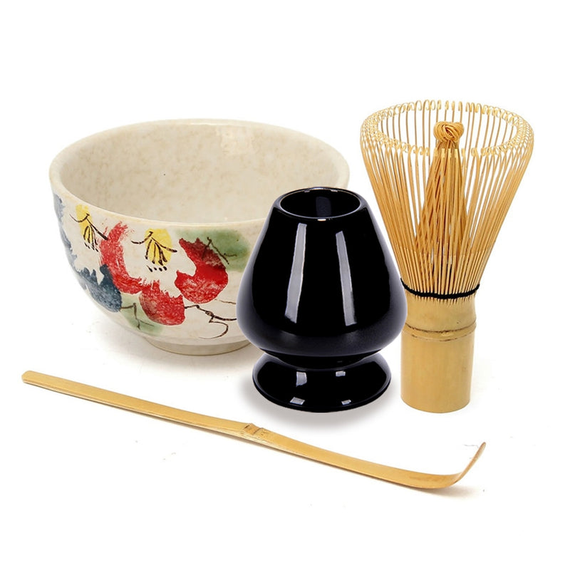 Tea Service Bamboo Natural Matcha Green Tea Powder Whisk Scoop Ceramic Bowl Set Japanese Teaware Ceremony