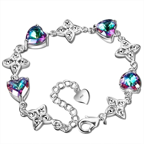 New Arrival Luxury Bracelets For Women With Heart Topaz Gemstone 925 sterling silver woman bracelets Party Anniversary Gift