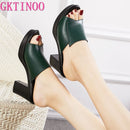 GKTINOO Women Slipper's 2023 Ladies Summer Slippers Genuine Leather Shoes Women High Heels Fashion Summer Shoes
