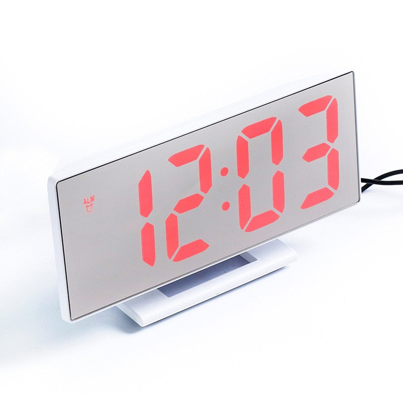 Reloj despertador Digital con espejo LED, reloj electrónico de mesa, relojes despertadores de escritorio, multifunción, Snooze Night, pantalla LED grande, regalo