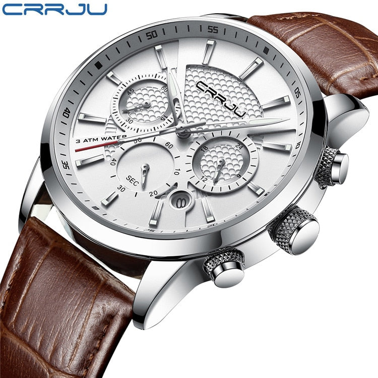 CRRJU, nuevos relojes deportivos de cuarzo a la moda para hombre, reloj de cuero de negocios de lujo, relojes de pulsera impermeables, reloj Masculino, reloj Masculino