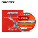 DAGEZI Super Starke 4-fach geflochtene Angelschnur 300M/330YDS 100% PE 10-80LB Multifile Angelschnur Karpfenangeln Salzwasser