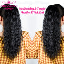 Natural Wavy Wave Drawstring Ponytail Human Hair Brazilian Afro Clip In Extensions Remy Hair Water Wave Ponytail 4 Combs 150g