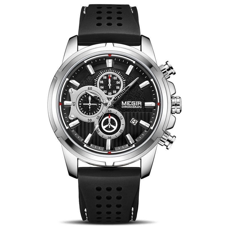 Relogio Masculino MEGIR Neue Sport Chronograph Silikon Herrenuhren Top-Marke Luxus Quarzuhr Wasserdicht Big Dial Watch Men