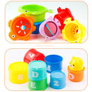 Stack Cup Educational Baby Toys Rainbow Color Figures Folding Tower Funny Puzzle Piles Stacking Cup Letter Toy Kids Water Toys