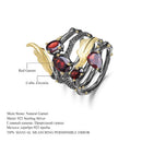 GEM'S BALLET 2.75 Karat Natürlicher Roter Granat Edelstein Fingerring 925 Sterling Silber Vintage Gothic Ringe Für Frauen Feiner Schmuck