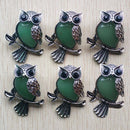Fashion Vintage copper Plated Owl cute natural tiger eye stone onyx opal pendants for jewelry making wholesale 12pcs/lot free