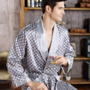 Thoshine Brand Spring Autumn Men Satin Silk Robe Turn Down Collar Pattern Print Superior Quality Male Summer Bathrobe Pijamas